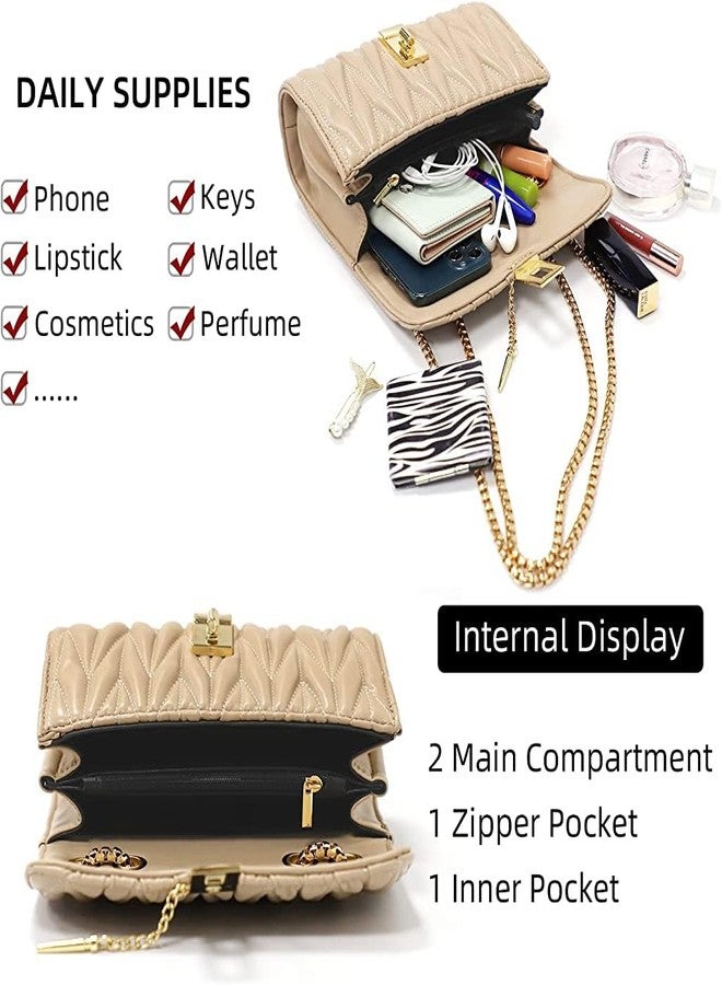 LIKE STYLE PU Women's Sling Bag With Quilted Detail (BEIGE) - Image 5